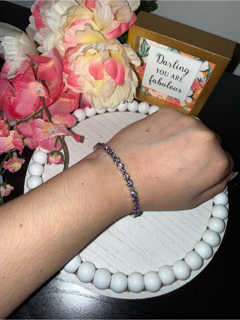 Givenchy NWT Lavender Crystal Silver Tone Bangle Bracelet Signed Designer